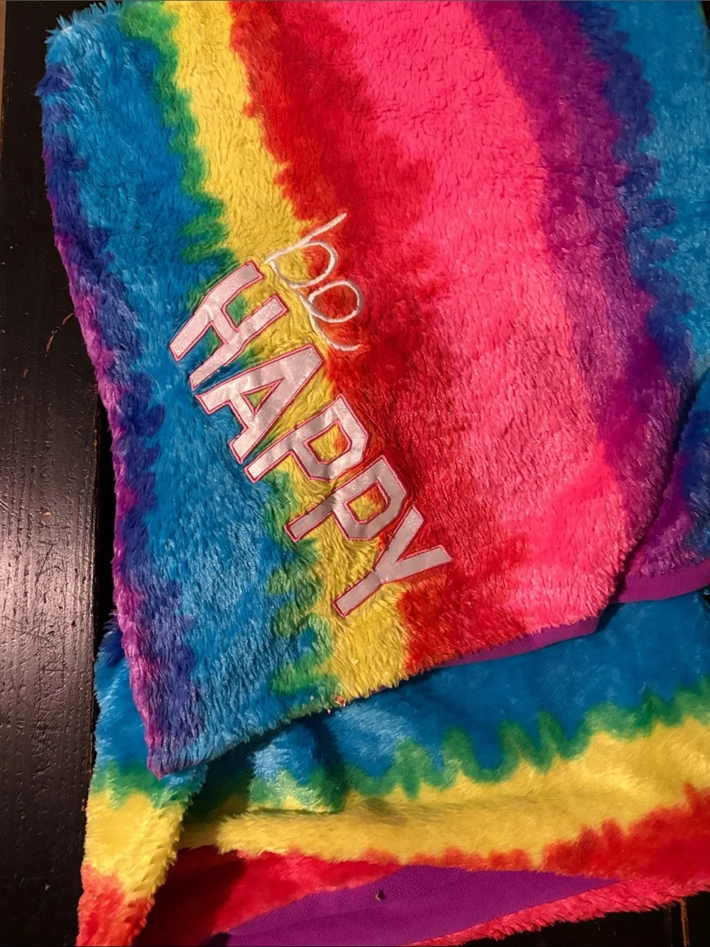 Rainbow Tie-Dye Fleece throw - Purple Lining